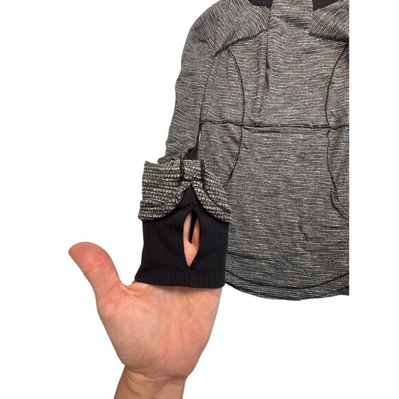 Lululemon Base Runner Half-Zip Sweater Gray & Black Herringbone Size 4 - Picture 6 of 16